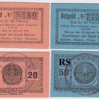 Marne-Notgeld 20, 50 Pfennig vom 24.01.1917 2Scheine