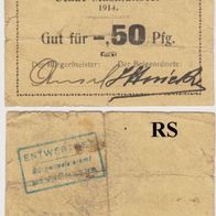 Masmünster-Notgeld-1914 50Pf.m. Stempl. Entwertet-. gebr. Erhaltung, selten