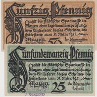 Mayen-Notgeld-25,50 Pfennige vom 06.1919 bis 31.03.1921 mit Stempel