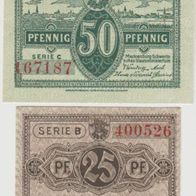 Mecklenburg-Schwerin-Notgeld, 25, 50 Pfennige bis 01.05.1922