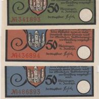 Meiningen-Notgeld 4x50 Pfennige vom 11.06.1921, 4Scheine