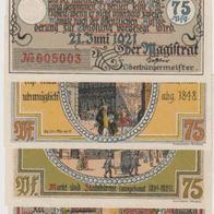 Meiningen-Notgeld 4x75 Pfennige vom 21.06.1921, 4Scheine
