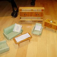 Puppenstube alt Wohnzimmer 10 Teile 50- er Jahre