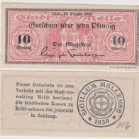 Melle-Notgeld 10 Pfennige vom 18.10.1918 Unterdruck Rathaus