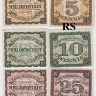 Mellrichstadt-Notgeld 5,10.25 Pfennig ohne Datum, kleine Scheine