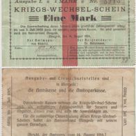 Mengede-Notgeld Eine Mark vom 14.08.1914 bis 01.07.1915 gebrauchte Erh.