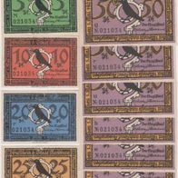 Merseburg-Notgeld-5,10,20,25, 6x50 Pfennig vom 01.05.1921,10Scheine