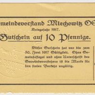 Miechowirtz-Notgeld 10Pf. von 1917 bis 30.06.1917 mit Prägestempel RS leer