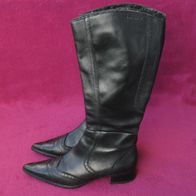 Damen Leder Stiefel Tamaris schwarz Gr. 40 Cowgirl Langschaft Schaft Stiefelette