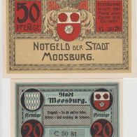 Moosburg-Notgeld 20,50 Pfennige ohne Datum , 2Scheine