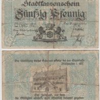 Mühlhausen-Elsass Notgeld 50 Pfennige vom 01.05.1918 stark gebraucht