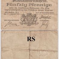 Mühlhausen-Elsass-Notgeld 50 Pfennige vom 27.01.1917 stark gebraucht