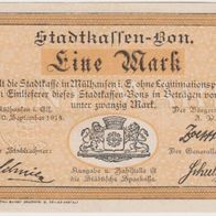 Mühlhausen-Elsass-Notgeld Stadtkasse 1 Mark vom 10.09.1914 fast neu