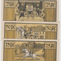 Münchenbernsdorf-Notgeld 10,25,50,75 Pfennige vom 01.09.1921, 4Scheine