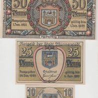 Münnerstadt-Notgeld 10,25Pf. und 50 Pfennig mehrfarbige Scheine