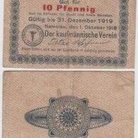 Namslau-Notgeld 10Pf. vom 01.10.1919 bis 31.12.1919 Kaufm. Verein gebrauchte Erh