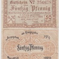 Naumburg. Notgeld 50 Pfennig von 1917 bis 31.03.1919,1Schein gebraucht Druckfehler