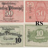 Netzschkau-Notgeld-10,50 Pfennige bis 31.12.1919, 2Scheine
