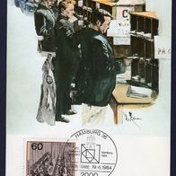 57) BRD - Maximumkarte 1984 - MiNr. 1215 - Briefsortierung im Hauptpostamt Berlin (2)
