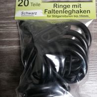 10 Gardinenringe Ringe mit Faltenleghaken schwarz 16 mm neu *