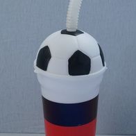Trinkbecher Deckel in Fußball Optik mit Strohhalm Fanbecher Deutschland