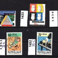 H922 - Niederlande Mi. Nr.1427 + 1433 + 1434 + 1451-II C + 1452-II C o