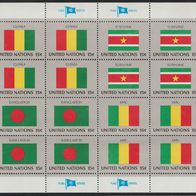 Vereinte Nationen Flaggen Kleinbogen 1980 Guinea Surinam Bangladesh Mali postfrisch