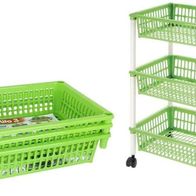 Amara-global Küchenwagen 4 Körbe Grün - Küchentrolley Mit Rollen