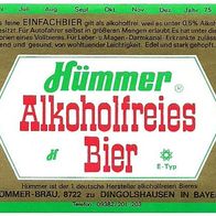 ALT ! Bieretikett "Alkoholfrei" Hümmer-Bräu († 1983), 8722 zu Dingolshausen in Bayern