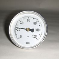 Bimetall - Zeigerthermometer 0 - 120 °C Durchmesser 80 mm 1/2", siehe Bild !
