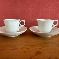 Meissen - 2 x Espresso-Set Wellenspiel Relief - 4-teilig
