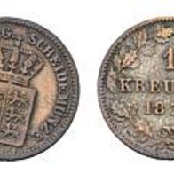 Württemberg Lot 1 Kreuzer 1863 "WILHELM I. (1816-1864)" und 1 Kreuzer 1870 "Karl I."
