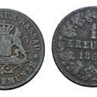 NASSAU 2 Kleinmünzen 1 Kreuzer 1863 Adolpf (1839-1866)