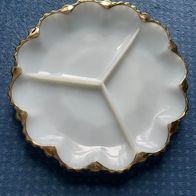 Servierschale mit Goldrand 3fach unterteilt für Knabbereien, Gebäck - Ø 25 cm