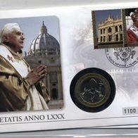 Vatikan NB Medaillenbrief 2007 Papst Benedikt XVI. 80. Geburtstag