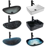Mai & Mai Waschbecken Glas Aufsatzwaschbecken Glaswaschbecken Handwaschbecken Waschschale Oval Transparent BxTxH 50,5x36x15,5 Cm Minerva05