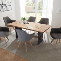 Esstisch MARES Esszimmer Tisch Massivholz Eiche Metall Gestell rechteckig 180cm