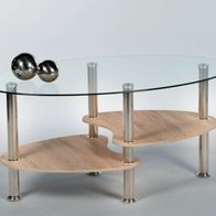 Couchtisch PANTY Beistelltisch Wohnzimmertisch Tisch Eiche Sonoma Glas Edelstahl oval