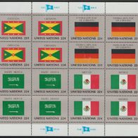 UNO Flaggen Kleinbogen 1985 Grenada BRD Saudi-Arabien Mexiko postfrisch