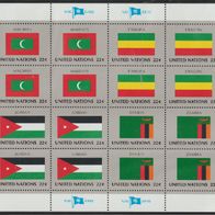 UNO Flaggen Kleinbogen 1986 Malediven Äthiopien Jordanien Sambia postfrisch