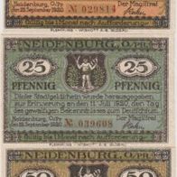 Neidenburg-Notgeld-Ostpreußen 10,25,50 Pfennige vom 22.09.1920, Abstimmung