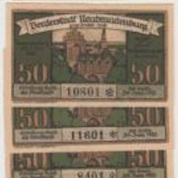 Neubrandenburg-Notgeld 3x25,3x50,2x75 Pfennige vom 02.07.1921.8 Scheine