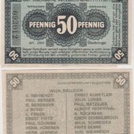 Neuhaldensleben-Notgeld 50 Pfennig vom 01.08.1919 mit Wz und Nr