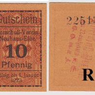 Neuhaus-Notgeld-Elbe 10 Pfennig Vorschuß-Verein bis 01.01.1923 mit Stempl und Nr.