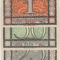 Neundorf-Notgeld-Anhalt 25,50 Pfennig und 1 Mark vom 01.09.1921,3 Scheine