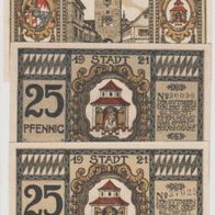 Neuötting-Notgeld 25 Pf. dickes Papier, 25Pf. dünnes, 50 Pf. von 1921 3 Scheine