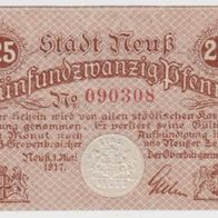 Neuß-Notgeld 25 Pfennig vom 01.05.1917 mit Prägestempel und Nr.090308, selten