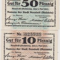 Neustadt-Holstein-Notgeld 10,25 Pfennig vom 01.05.1917 mit Prägestempel, selten
