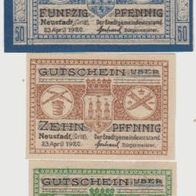 Neustadt-Orla-Notgeld 5,10,50 Pfennig vom 23.04.1920, 3 Scheine