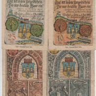Neustadt-Orla-Notgeld 10,25,50,75 Pfennige vom 01.07.1921,4 Scheine gebrauchte Erh